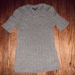 Gray Form Fitting Ribbed T-shirt